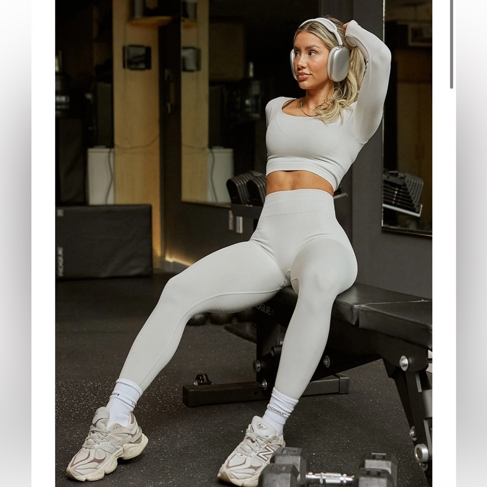 Secondleft seamless leggings tights full length high waisted dove bone